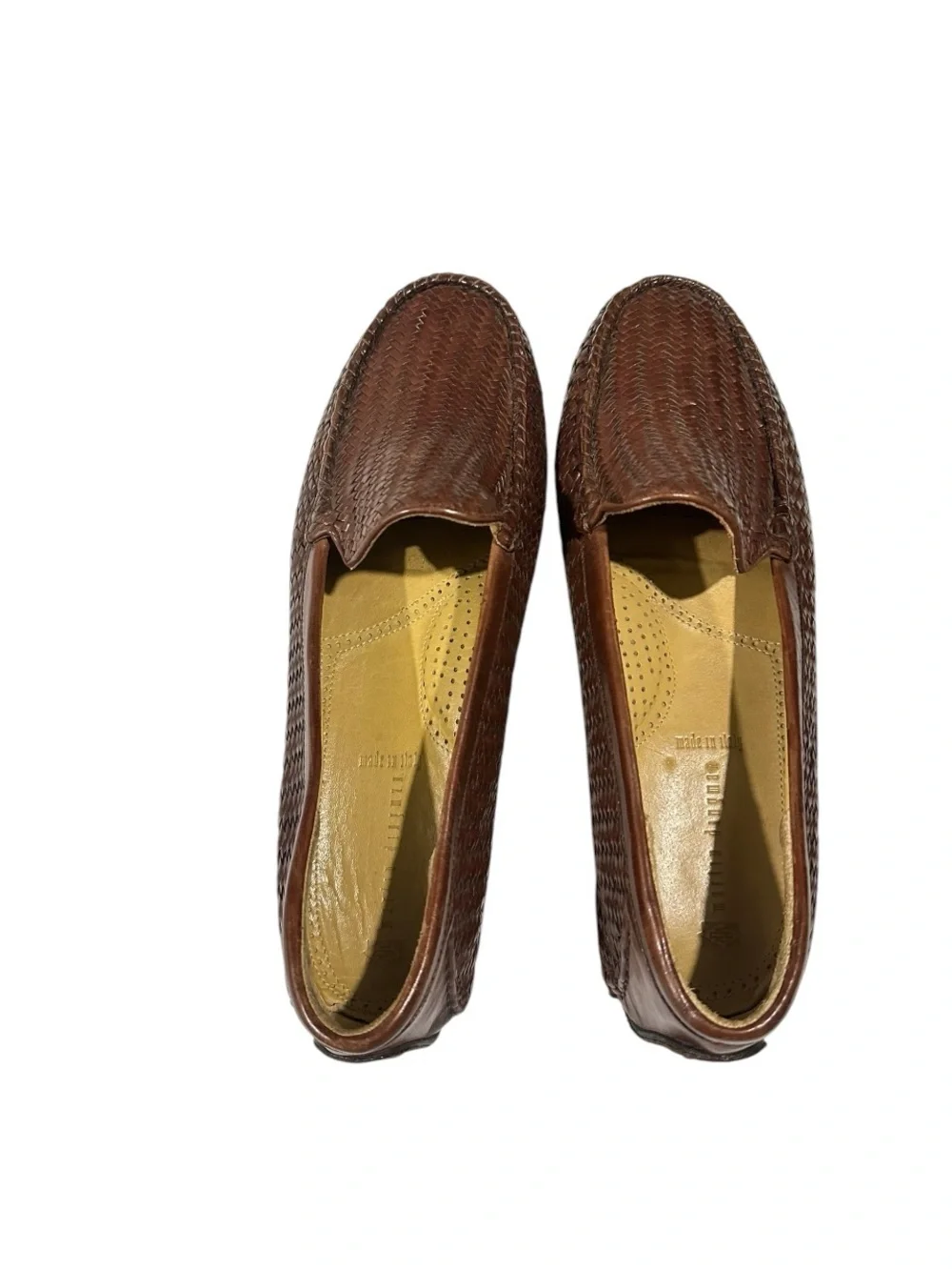 Martin Dingman Men's Brown Woven Leather Loafers Made in Italy size 10.5